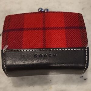 Coach Red and Black Plaid Wallet